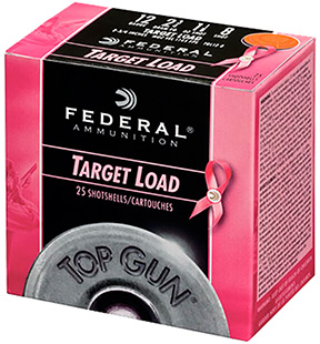 [029465028527] Federal TGL12P8 Top Gun Special Edition Pink 12Gauge 2.75" 1 1/8oz 8Shot 25 Per Box/10 Case