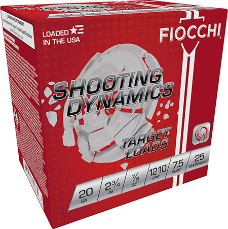 [762344710839] Fiocchi 20SD75 Shooting Dynamics Target 20Gauge 2.75" 7/8oz 7.5Shot 25 Per Box/10 Case