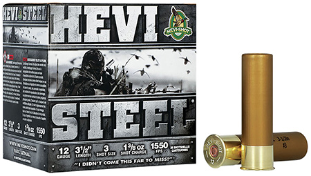 [816383650035] HEVI-Shot HS65003 HEVI-Steel  12Gauge 3.50" 1 3/8oz 3Shot 25 Per Box/10 Case
