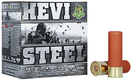 [816383600047] HEVI-Shot HS60004 HEVI-Steel  12Gauge 3" 1 1/4oz 4Shot 25 Per Box/10 Case