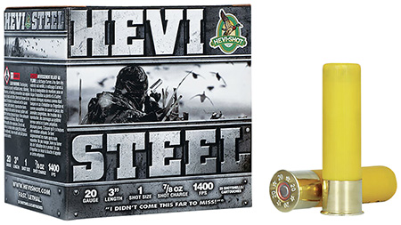 [816383620014] HEVI-Shot HS62001 HEVI-Steel  20Gauge 3" 7/8oz 1Shot 25 Per Box/10 Case