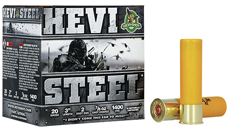 [816383620021] HEVI-Shot HS62002 HEVI-Steel  20Gauge 3" 7/8oz 2Shot 25 Per Box/10 Case
