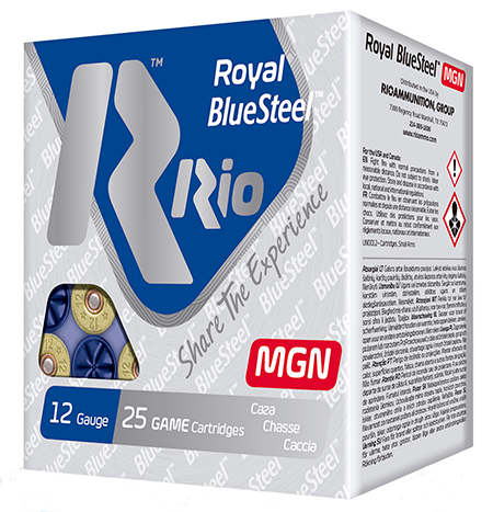 [8435101623940] Rio Ammunition RBSM363 Royal BlueSteel Magnum 12Gauge 3" 1 1/4oz 3Shot 25 Per Box/10 Case