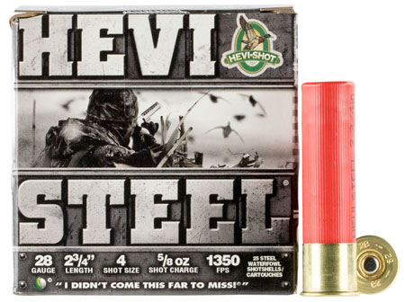 [816383628041] HEVI-Shot HS62804 HEVI-Steel  28Gauge 2.75" 5/8oz 4Shot 25 Per Box/10 Case