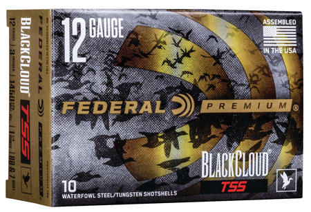 [604544646825] Federal PWBTSSX1427B Black Cloud TSS 12Gauge 3" 1 1/4oz Steel Tungsten 7/BBShot 10 Per Box/10 Case