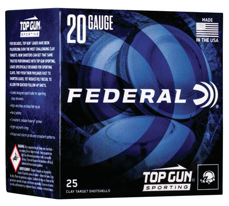 [604544646498] Federal TGS22475 Top Gun  20Gauge 2.75" 7/8oz 7.5Shot 25 Per Box/10 Case