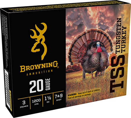 [020892024762] Browning Ammo B193922030 TSS Tungsten Turkey 20Gauge 3" 1 1/2oz Tungsten 7/9Shot 5 Per Box/10 Case