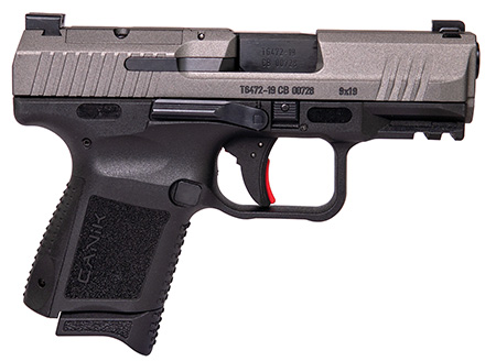 [787450596733] Canik HG5610TN TP9 Elite Subcompact 9mm Luger 3.60" 15+1,12+1 Black Frame with with Optic Cut Tungsten Gray Cerakote Steel Slide, Interchangeable Backstrap Grip  &  Picatinny Rail