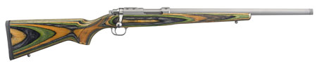 [736676072262] Ruger 7226 77/22  22 Hornet 6+1 18.50" Threaded Barrel, Matte Stainless Steel, Integral Scope Mount On A Solid Steel Receiver, Green Mountain Laminate Stock
