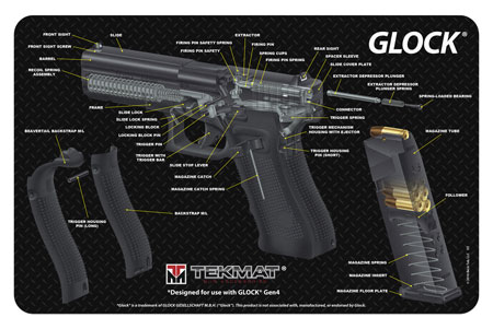 [612409970787] TekMat TEKR17GLOCKCA  Cleaning Mat Multi-Color Rubber 11"x17" Glock 3D Cutaway