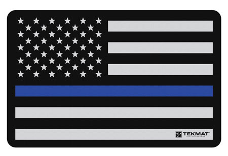 [612409970930] TekMat TEKR17POLICE Police Support Cleaning Mat Black/White/Blue Rubber 11"x17" Blue Line Flag