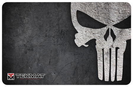 [612409970954] TekMat TEKR17PUNISHER Punisher Grunge Cleaning Mat Black/White Rubber 11"x17" Punisher Skull