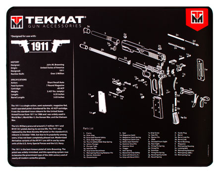 [612409971258] TekMat TEKR201911 1911 Ultra 20 Cleaning Mat 1911 Parts Diagram 15" x 20"