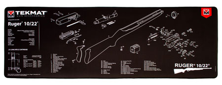[612409971630] TekMat TEKR441022 Ruger 10-22 Ultra 44 Cleaning Mat Black/White Rubber 15"x44" Ruger 10-22 Parts Diagram