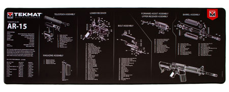 [612409971654] TekMat TEKR44AR15 AR-15 Ultra 44 Cleaning Mat Black/White Rubber 15"x44" AR-15 Parts Diagram