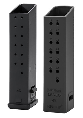 [811607032314] Kriss USA KVAMX2K45BL00 Mag-Ex2 Extension Kit Extended 45 ACP 30 Compatible w/ Glock 21 Gen3-5 13rd Magazines Black Polymer