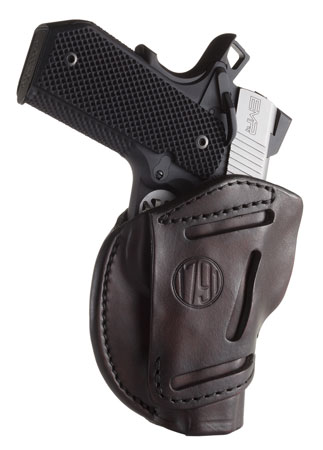 [816161020180] 1791 Gunleather 3WH1SBRA 3-Way  IWB/OWB Size 01 Signature Brown Leather Belt Loop Fits 1911 3-4" Ambidextrous Hand