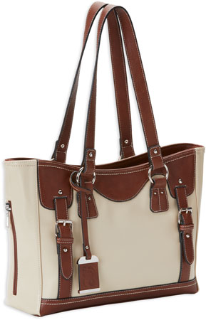 [672352011999] Bulldog BDP052 Tote Purse w/Holster Sand w/Stone Trim Leather Small Autos, Revolvers Right Hand