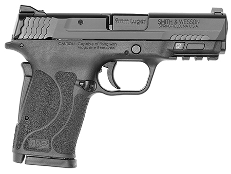 [022188879216] Smith  &  Wesson 12437 M & P Shield EZ M2.0 Micro-Compact Frame 9mm Luger 8+1, 3.67" Black Armornite Steel Barrel  &  Serrated Slide, Matte Black Polymer Frame w/Picatinny Rail, Grip Safety