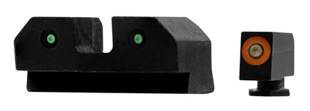 [647533046466] XS Sights GLR012P6N R3D  Night Sights fits Glock  Black | Green Tritium Orange Outline Front Sight Green Tritium  Rear Sight