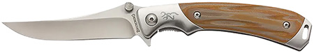 [023614950301] Browning 3220330 Wicked Wing  3.50" Folding Trailing Point Plain Satin 7Cr17MoV SS Blade Amber/Satin G10/SS Handle Includes Pocket Clip