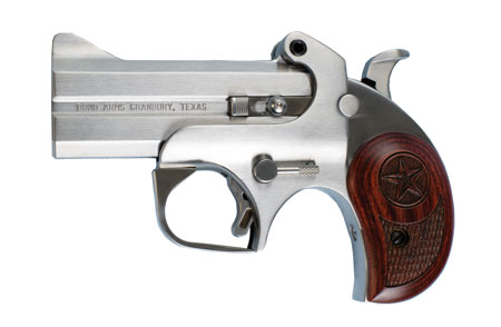 [855959001901] Bond Arms BAC2K Century 2000 38 Special/357 Mag 2rd 3.50" Stainless Steel Double Barrel  &  Frame, Auto Extractor  &  Rebounding Hammer, Blade Front/Fixed Rear Sights, Rosewood Grip, Manual Safety