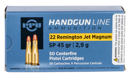 [8605003812999] PPU PPH22RJ Handgun  22RemJetMag 45gr Soft Point 50 Per Box/10 Case