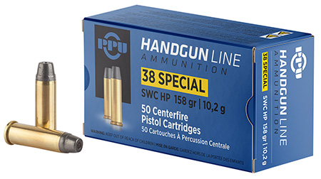 [8605003817536] PPU PPH38SH Handgun  38Special 158gr Semi Wadcutter Hollow Point 50 Per Box/10 Case