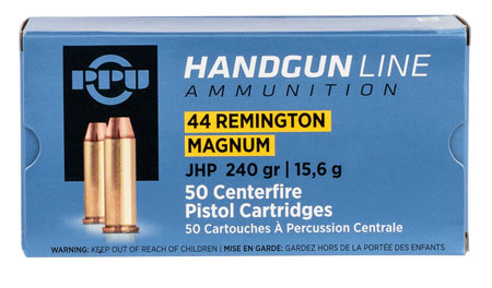 [8605003813156] PPU PPH44MH Handgun  44RemMag 240gr Jacketed Hollow Point 50 Per Box/10 Case