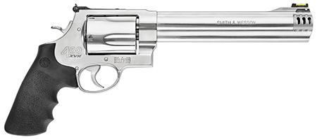 [022188634600] Smith  &  Wesson 163460 Model 460 XVR Extra Large 460 S&W Mag 5 Shot 8.38" Satin Compensated Barrel, Satin Cylinder, Satin Stainless Steel Frame, Black Finger Grooved Grip, Exposed Hammer