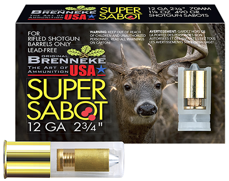 [4030128121086] Brenneke SL122SUS SuperSabot  12Gauge 2.75" 1 1/8oz Sabot Slug Shot 5 Per Box/50 Case