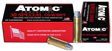[858767004515] Atomic Ammunition 00451 Cowboy Action Precision Craft 38Special 125gr Lead Round Nose Flat Point 50 Per Box/10 Case