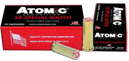 [858767004492] Atomic Ammunition 449 Match Precision Craft 38Special 148gr Hollow Base Wadcutter 50 Per Box/10 Case