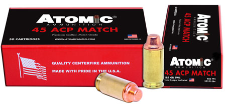 [858767004485] Atomic Ammunition 448 Match Precision Craft 45ACP 185gr Semi Wadcutter 50 Per Box/10 Case