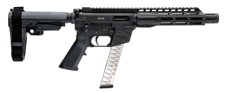 [856169007080] Freedom Ordnance FX-9P8S FX-9  9mm Luger 8" 31+1 Black Anodized Black Polymer SBA3 Pistol Brace
