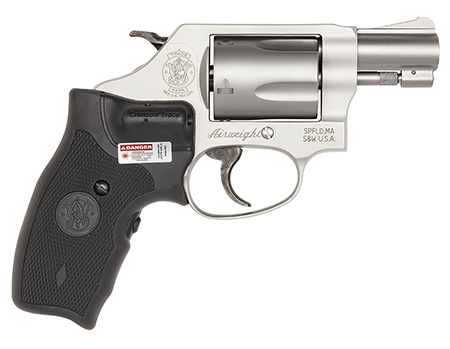 [022188630527] Smith  &  Wesson 163052 Model 637 w/Laser J-Frame 38 Special +P 5 Shot 1.88" Stainless Steel Barrel, Stainless Cylinder, Matte Silver Aluminum Frame, Black Crimson Trace Lasergrip