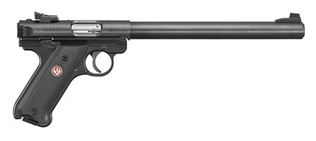 [736676401734] Ruger 40173 Mark IV Target 22 LR 10+1 10" Overall Blued Bull Barrel, Slide  &  Frame, Black Checkered Polymer Grips