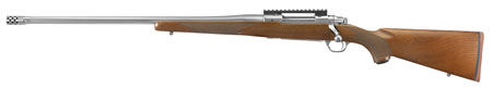 [736676571215] Ruger 57121 Hawkeye Hunter Full Size 300 Win Mag 3+1 24" Satin Stainless Steel Threaded Barrel, Picatinny Rail Steel Receiver, Fixed American Walnut w/Pistol Grip Stock, Left Hand