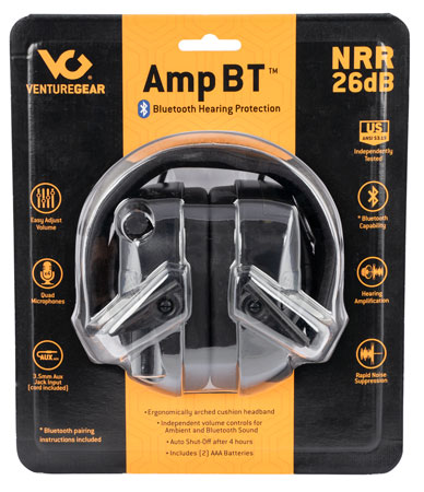 [810170034268] Pyramex VGPME30BT Venture Gear AMP Muff Polymer 26 dB Over the Head Black Adult 1 Pair