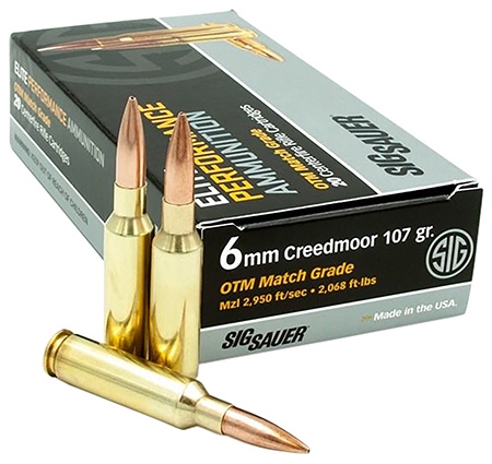 [798681614028] Sig Sauer E6MMCM220 Marksman Elite  6mm Creedmoor 107 gr Open Tip Match 20 Per Box/ 10 Case