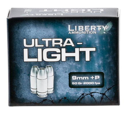 [019962656439] Liberty Ammunition LAUL9052 Ultra-Light  9mmLuger+P 50gr Lead Free Fragmenting Hollow Point 20 Per Box/10 Case