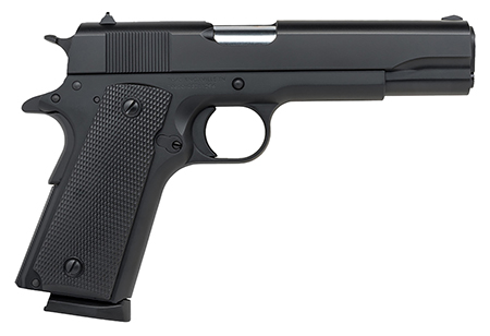 [713135218539] Tisas 10100518 1911 A1 Service 45 ACP 7+1, 5" Black Steel Barrel, Black Cerakote Serrated Steel Slide, Black Cerakote Steel Frame w/Beavertail, Ambidextrous