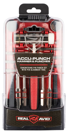 [813119012433] Real Avid AVHPS Accu-Punch Hammer  &  Punches Steel Red Rubber Handle