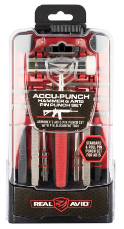 [813119012679] Real Avid AVHPSAR Accu-Punch Pin Punch Set Steel Rifle Firearm AR-15 Red Rubber Handle