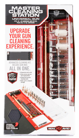 [813119012570] Real Avid AVMCSU Master Cleaning Station Universal Rifle/Shotgun Bronze/Nylon Bristles Black/Red