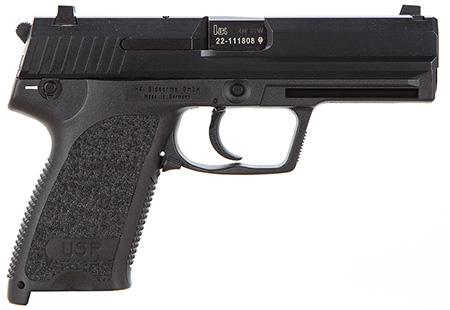 [642230261402] HK 81000314 USP V1 SA/DA 40 S&W Caliber with 4.25" Barrel, 13+1 Capacity, Overall Black Finish, Serrated Trigger Guard Frame, Serrated Steel Slide  &  Polymer Grip Includes 2 Mags