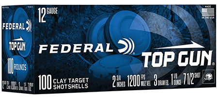 [604544653359] Federal TG1210075 Top Gun  12Gauge 2.75" 1 1/8oz 7.5Shot 100 Per Box/2 Case