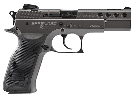 [858763007275] SAR USA P8LST P8L  9mm Luger 17+1, 4.60" Black Ported Steel Barrel, Stainless Steel Ported/Serrated Slide, Stainless Steel Frame w/Beavertail, Black Polymer Grip, Manual Thumb Safety, Right Hand