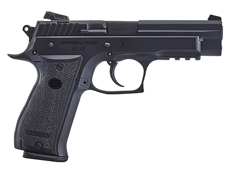 [858763007701] SAR USA K245BL10 K2  Full Size Frame 45 ACP 10+1 4.70" Black Crowned Steel Barrel, Black Oxide Steel Serrated Slide, Black Steel Frame w/Beavertail  &  Picatinny Rail, Black Polymer Grip, Right Hand