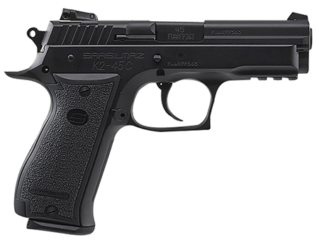 [858763007367] SAR USA K245CBL K2  Compact 45 ACP 13+1 4.70" Black Steel Barrel, Black Oxide Steel Serrated Slide, Black Oxide Steel Frame w/Beavertail  &  Picatinny Rail, Black Polymer Grip, Right Hand